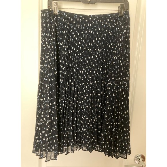 Talbots Petites Navy Blue Polka Dot Accordion Pleated Skirt - Sz 10P - Picture 3 of 4